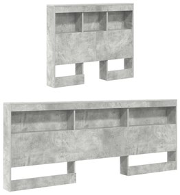 Könyvespolcos ágy Beton szürke 75x190 cm Mérnöki fa
