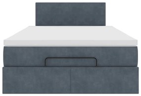 sötétszürke bársony ottomán ágy matraccal &amp; LED-ek 120x190cm