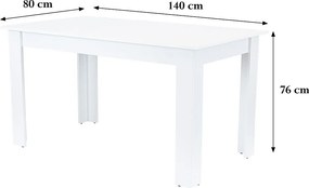 Yorki Standard étkezőasztal 140x80 cm fehér