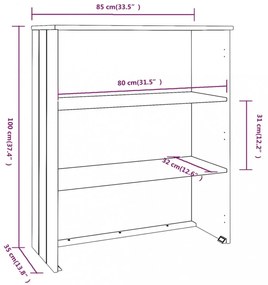 HAMAR mézbarna tömör fenyőfa felső szekrény 85 x 35 x 100 cm