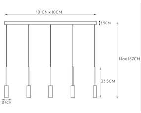 Lucide 24401/35/30 - LED Csillár zsinóron TUBULE 5xLED/7W/30V