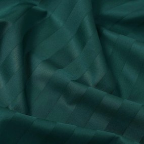 Goldea körgumis damaszt lepedő - sötétzöld csíkos 140 x 200 cm