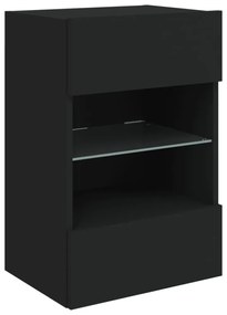 fekete fali TV-szekrény LED-világítással 40x30x60,5 cm