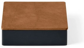 Fekete-natúr színű fedeles-dekoratív fa-öko bőr tárolódoboz 11x11x3,5 cm Square Nupo – LIND DNA