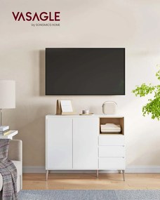 VASAGLE tálalószekrény 40 × 103,5 × 85 cm, felhőfehér színben