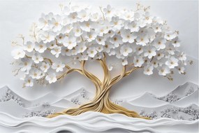 Kép – 3D elegáns életfa virágokkal (90x60 cm)