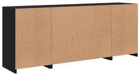 fekete tálalószekrény LED-világítással 163 x 37 x 67 cm