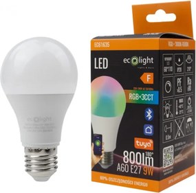 Intelligens Led izzó A60 9W Rgb+cct Tuya Smart Bluetooth E27