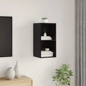 Fali TV Szekrény Fekete Tölgyben - 37 x 37 x 72 cm, Mérnöki Fából készült
