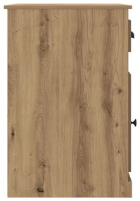 vidaXL Asztal tárolóval, Mesterséges tölgy, 50x115x75 cm, Mérnöki fa