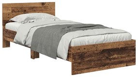 vidaXL Ágykeret LED -es lámpákkal Öreg fa 90 x 200 cm Faanyag