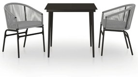 vidaXL 3 részes szürke kerti étkezőgarnitúra