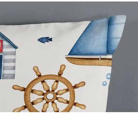 Kék-krémszínű pamut gyerek ágyneműhuzat babaágyhoz 100x135 cm Ahoy – Good Morning