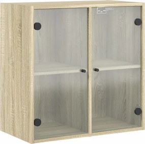 vidaXL sonoma-tölgyszínű faliszekrény üvegajtókkal 68 x 37 x 68,5 cm