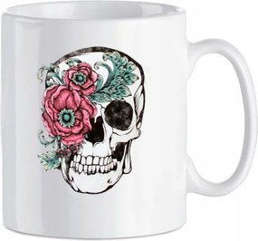 Koponya mintás bögre virágokkal 330 ml