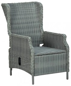 7 részes világosszürke polyrattan kültéri étkezőszett párnákkal