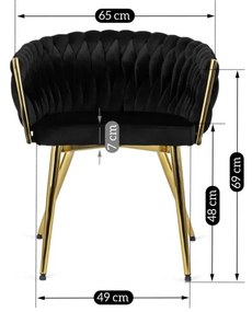 Elegáns Fekete Bársony Étkezőszék CAPRI