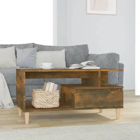 Füstös tölgy színű szerelt fa dohányzóasztal 90x49x45 cm