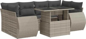 vidaXL 7 részes világosszürke polyrattan kerti ülőgarnitúra párnákkal