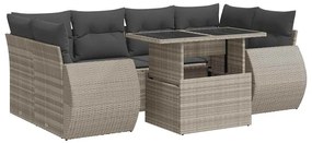 vidaXL 7 részes világosszürke polyrattan kerti ülőgarnitúra párnákkal