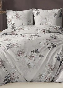 Pamut szatén ágyneműhuzat 140x200 +70x90 Bazsarózsa virágok bézs 5067 C