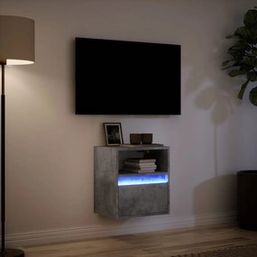 betonszürke falra szerelhető TV-szekrény LED-del 41x31x45 cm