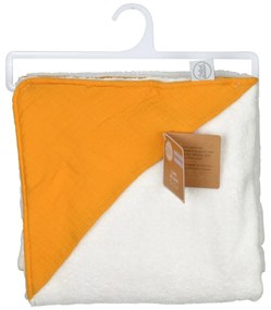 Sárga muszlin kapucnis gyerek törölköző 75x75 cm – Bébé Douceur