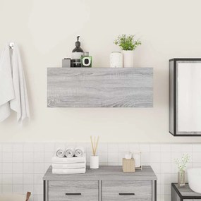 szürke sonoma szerelt fa fali fürdőszobaszekrény 80x25x30 cm