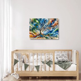 Üveg kép – Színes energikus fa (70x50 cm)