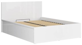 Franciaágy 140 cm Tetrix 8 (fényes fehér) (ágyráccsal) (tárolóhellyel). 1098488