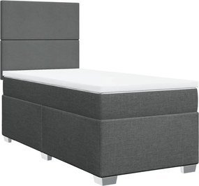 vidaXL sötétszürke szövet rugós ágy matraccal 90 x 200 cm