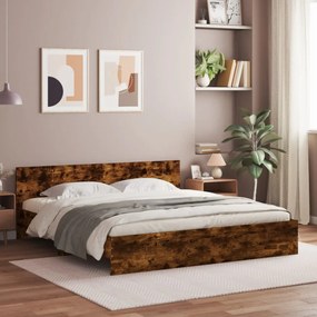 füstös tölgy színű ágykeret fejtámlával 200 x 200 cm