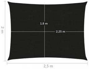 fekete HDPE napvitorla 160 g/m² 2 x 2,5 m