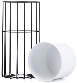 Fém virágcserép LOFT 42x20 cm fekete/fehér