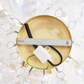 Dizájn mennyezeti lámpa sárgaréz színű, szivárványos üveggel, 6 fényponttal - Uvas