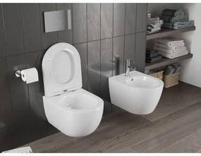 Mexen Carmen, falra akasztható wc csésze 490x365x340 mm, Perem nélküli Tornado + duroplast wc ülőke, fényes fehér, 30880400T