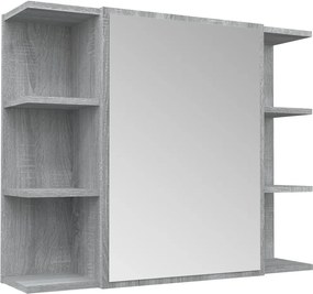 vidaXL szürke sonoma színű szerelt fa tükrös szekrény 80x20,5x64 cm