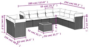 11 részes bézs polyrattan kerti ülőgarnitúra párnákkal