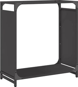 vidaXL fekete hidegen hengerelt acél tűzifatároló 60x28x65 cm