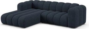 Sötétkék zsenília sarokkanapé (bal oldali-heverő résszel) Lupine – Micadoni