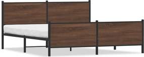vidaXL barna tölgy színű fém ágykeret matrac nélkül 193 x 203 cm