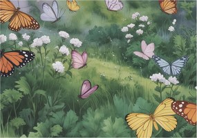 Fotótapéta Flizelina Nappali és Hálószoba Pillangók a réten 312x219 Ragasztó