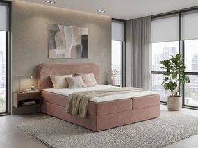 Kárpitozott boxspring ágy FORENA 180x200 cm antik rózsaszín Matrac: Bonell rugós matrac