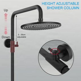 Termosztátos zuhanyrendszer ELITE EDITION BSE1603, 25 cm-es esőztető zuhanyfejjel, több színben, köztük króm és matt fekete kivitelben — Fekete