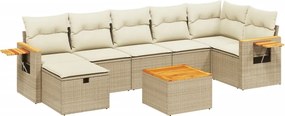 vidaXL 8 részes bézs polyrattan kerti ülőgarnitúra párnával
