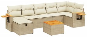 vidaXL 8 részes bézs polyrattan kerti ülőgarnitúra párnával