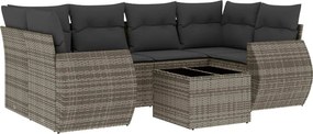 vidaXL 7 részes szürke polyrattan kerti ülőgarnitúra párnákkal