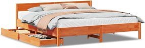 vidaXL viaszbarna tömör fenyőfa ágy matrac nélkül 180 x 200 cm