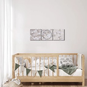 Kép - Virágok egy szürke tájon (órával) (90x30 cm)