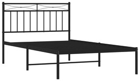 fekete fém ágykeret fejtámlával 107 x 203 cm